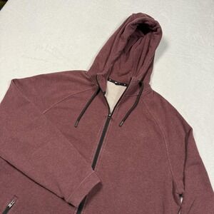 Public Rec Hoodie Mens XL Burgundy Weekend Full Zip Pima Cotton Blend Sweatshirt